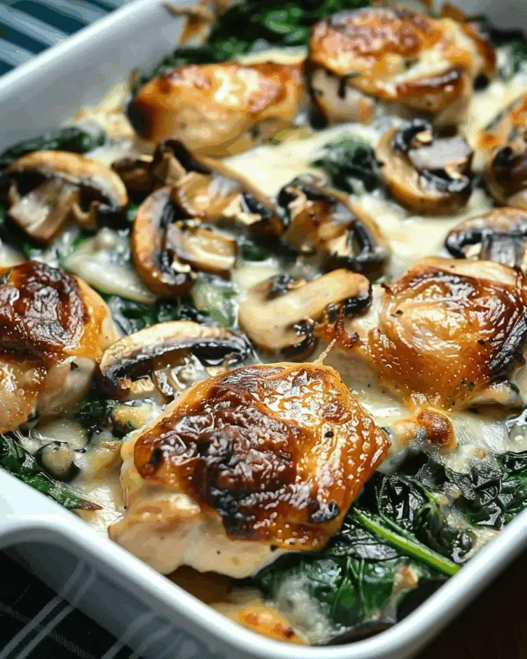 Chicken Spinach and Mushroom Low Carb Oven Dish