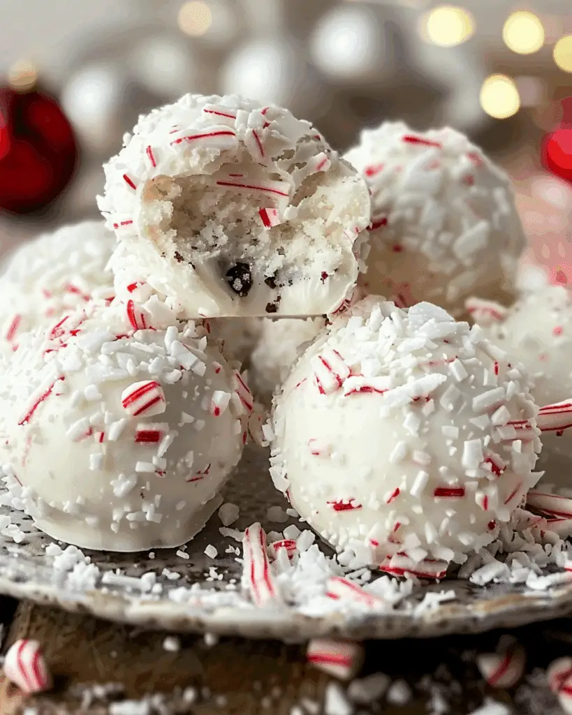 No-Bake Peppermint Bark Snowballs