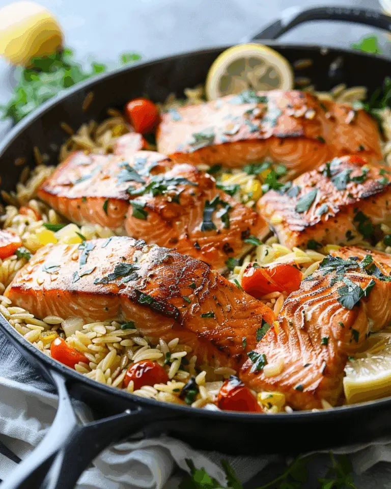 One Skillet Salmon Lemon Orzo