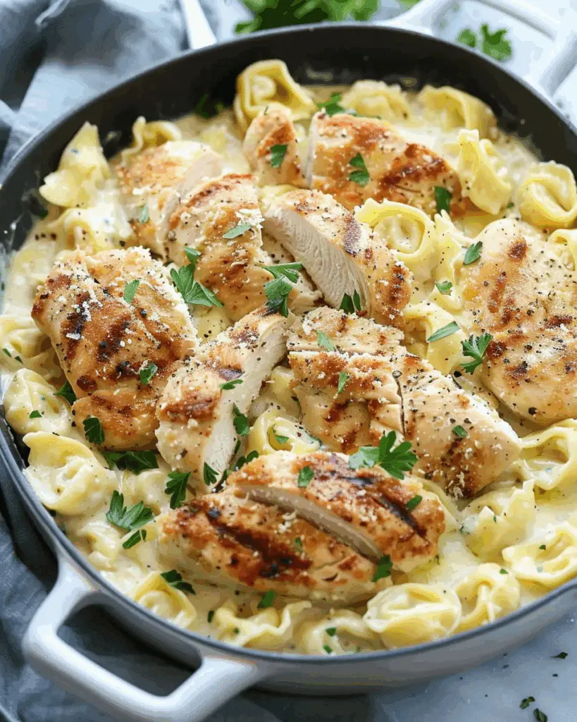 Asiago Tortellini Alfredo with Grilled Chicken