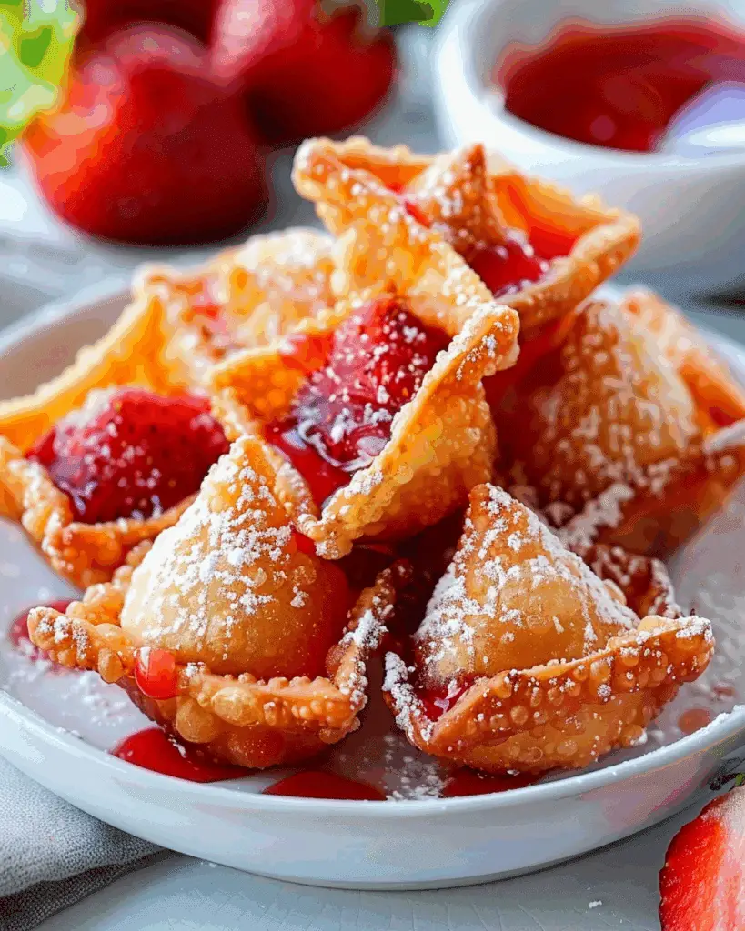 Deep-Fried Strawberry Cheesecake Stuffed Wonton Bites