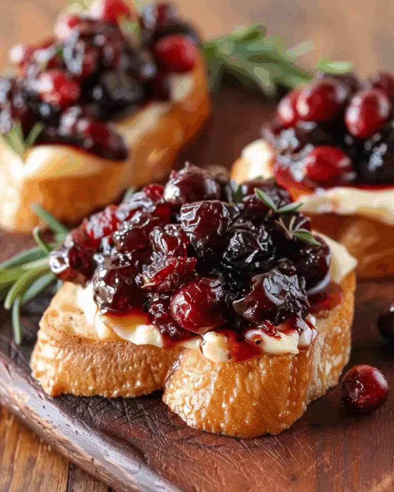 Balsamic Roasted Cranberry and Brie Crostini