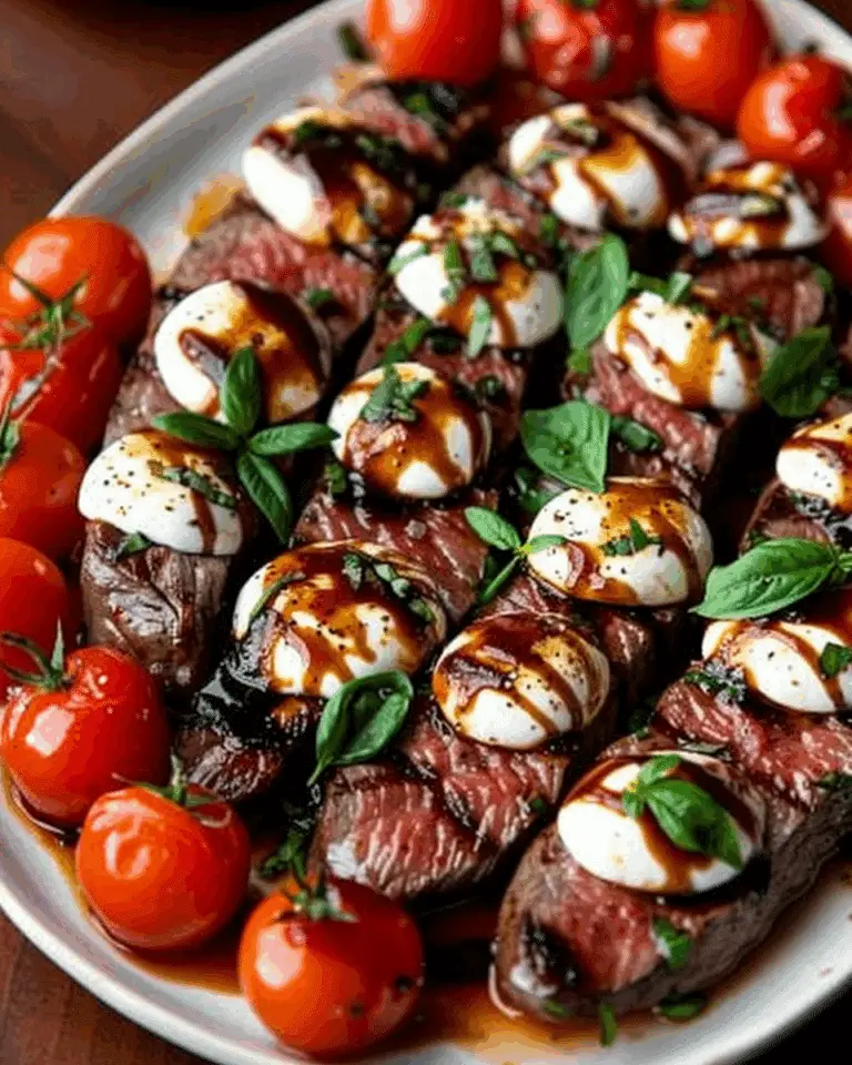Balsamic Marinated Caprese Flank Steak