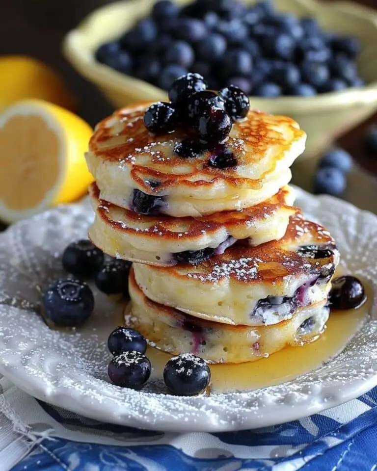 Tangy Lemon-Blueberry Cottage Cheese Pancake Minis
