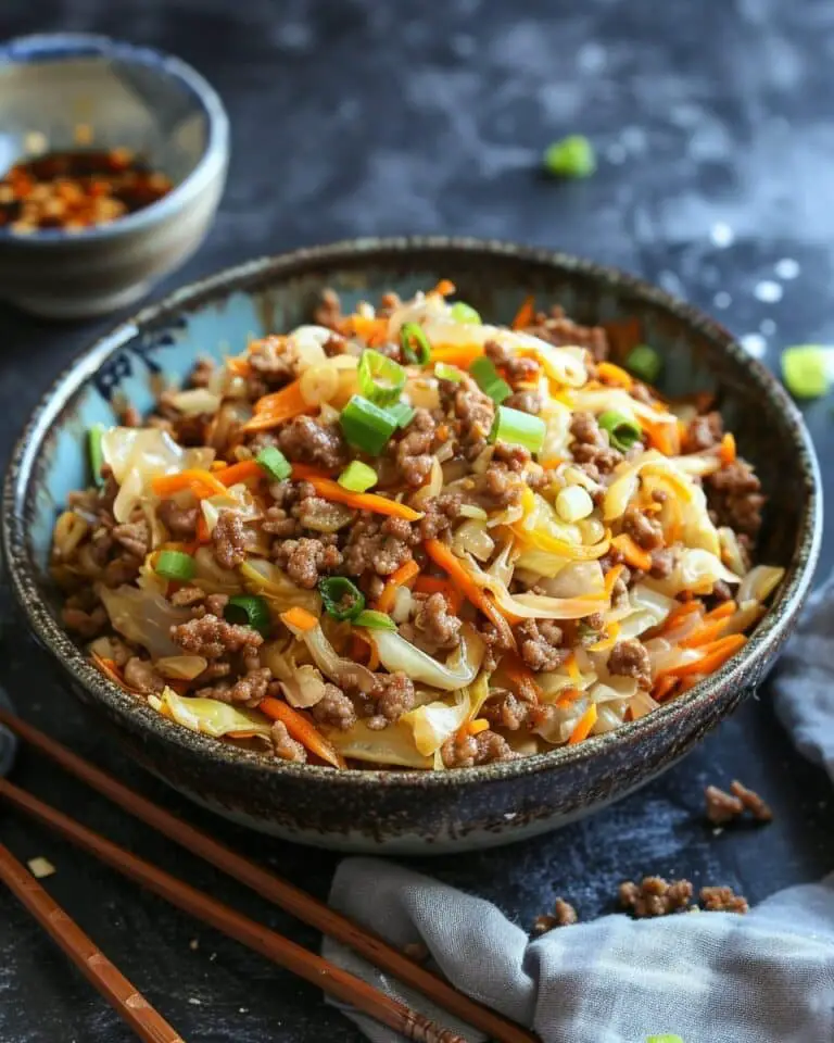 Healthy Chinese Ground Beef & Cabbage Stir Fry