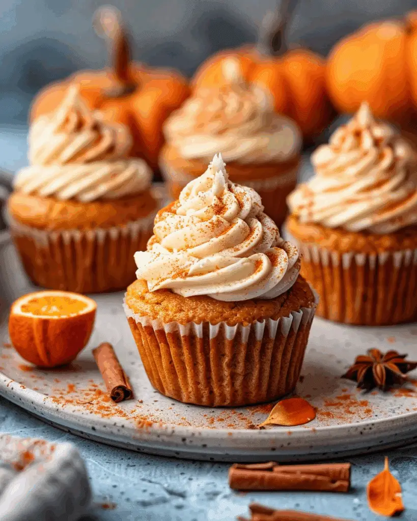 Pumpkin Cupcakes with Cream Cheese Frosting