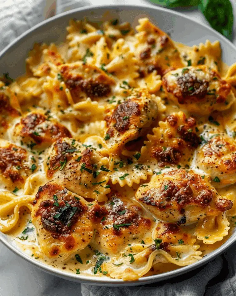 Garlic Butter Chicken Bowties with Cheesy Mozzarella Cream Sauce