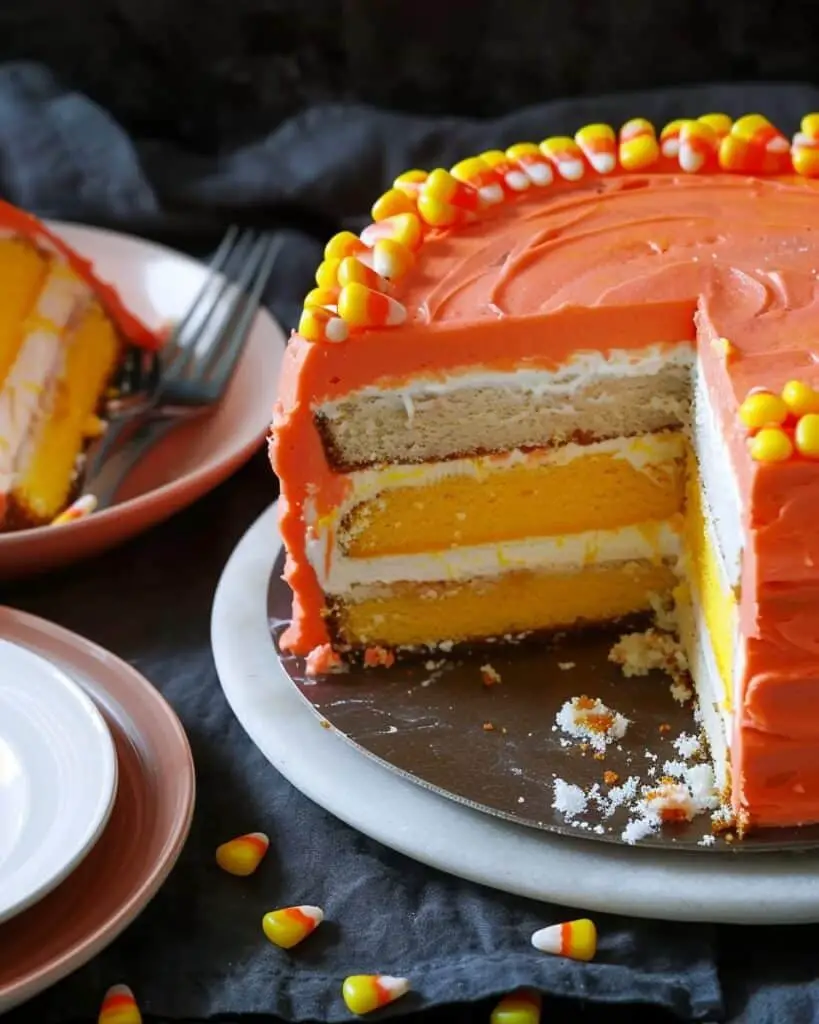 Stuffed Candy Corn Cake