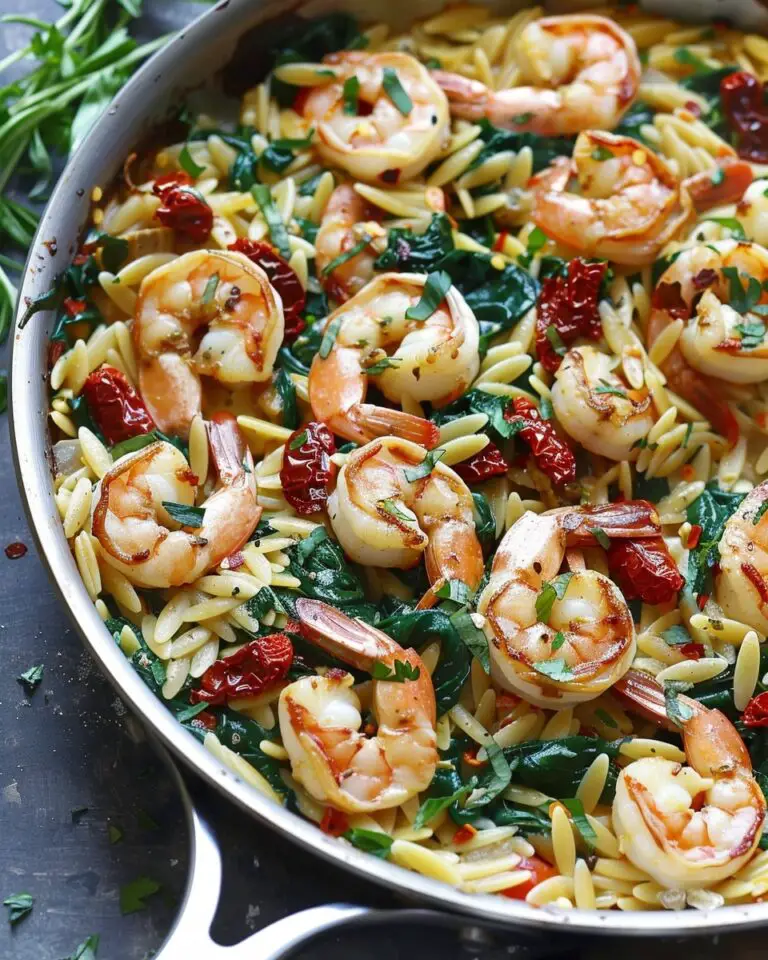 Tuscan Shrimp Orzo with Spinach