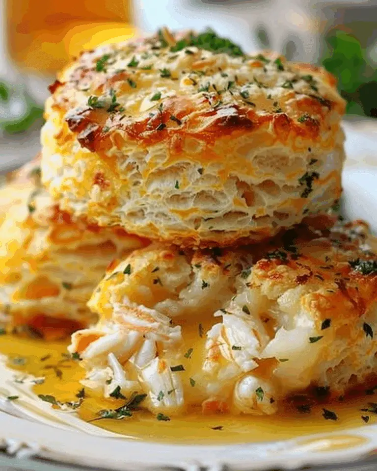 Crab Stuffed Cheddar Bay Biscuit with Lemon Butter Sauce