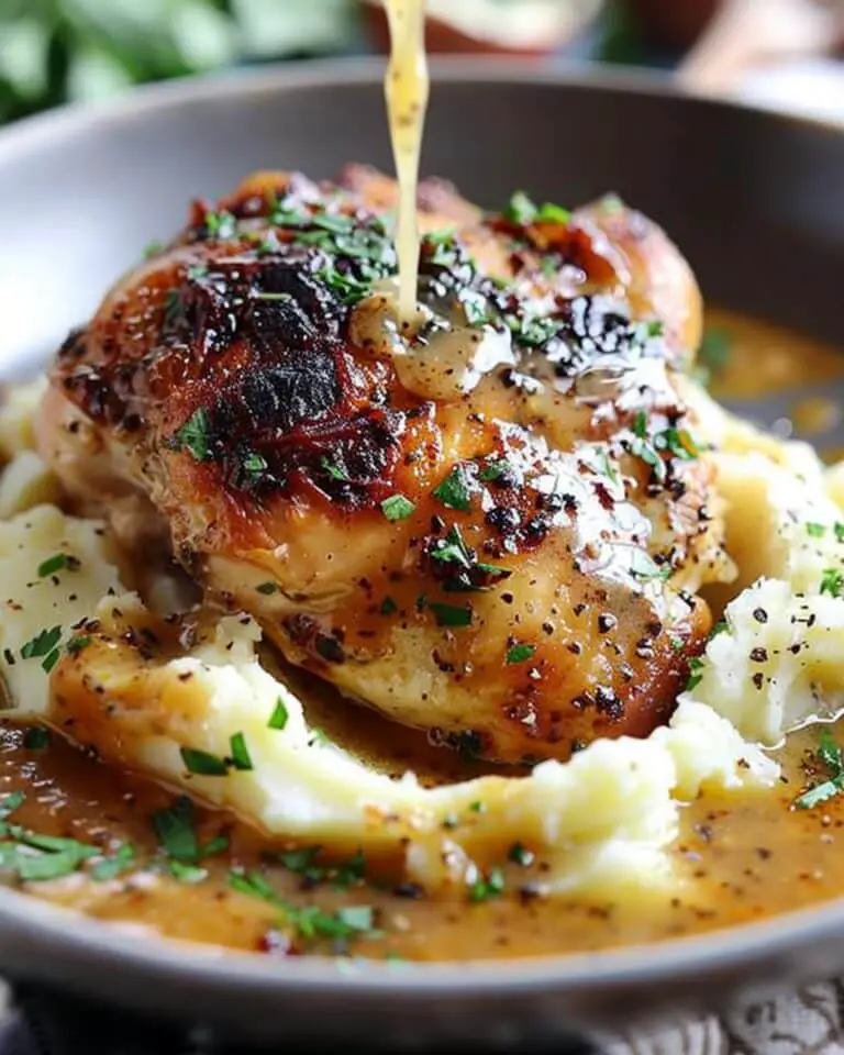 Cilantro Lime Roasted Chicken with Creamy Mashed Potatoes and Pan Gravy