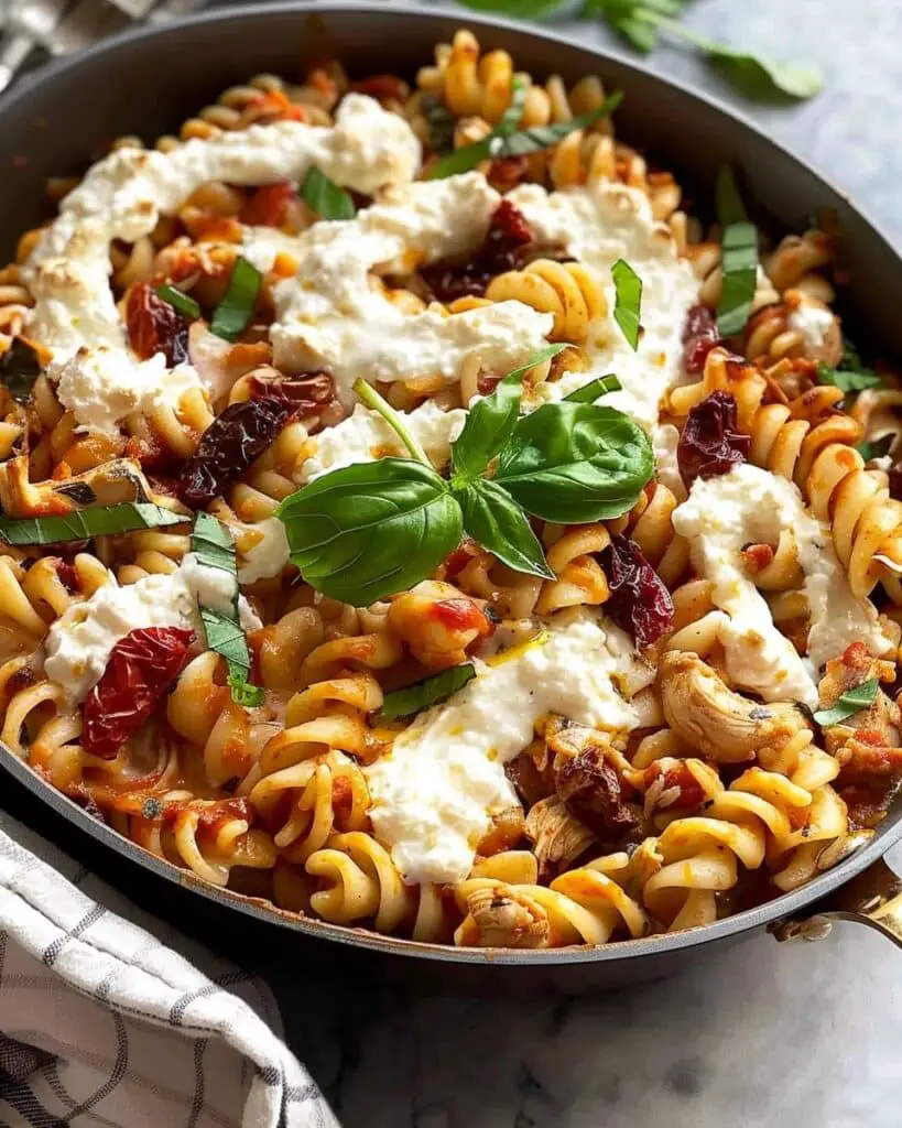 Whipped Ricotta One Pot Chicken Pasta – With Sun Dried Tomatoes