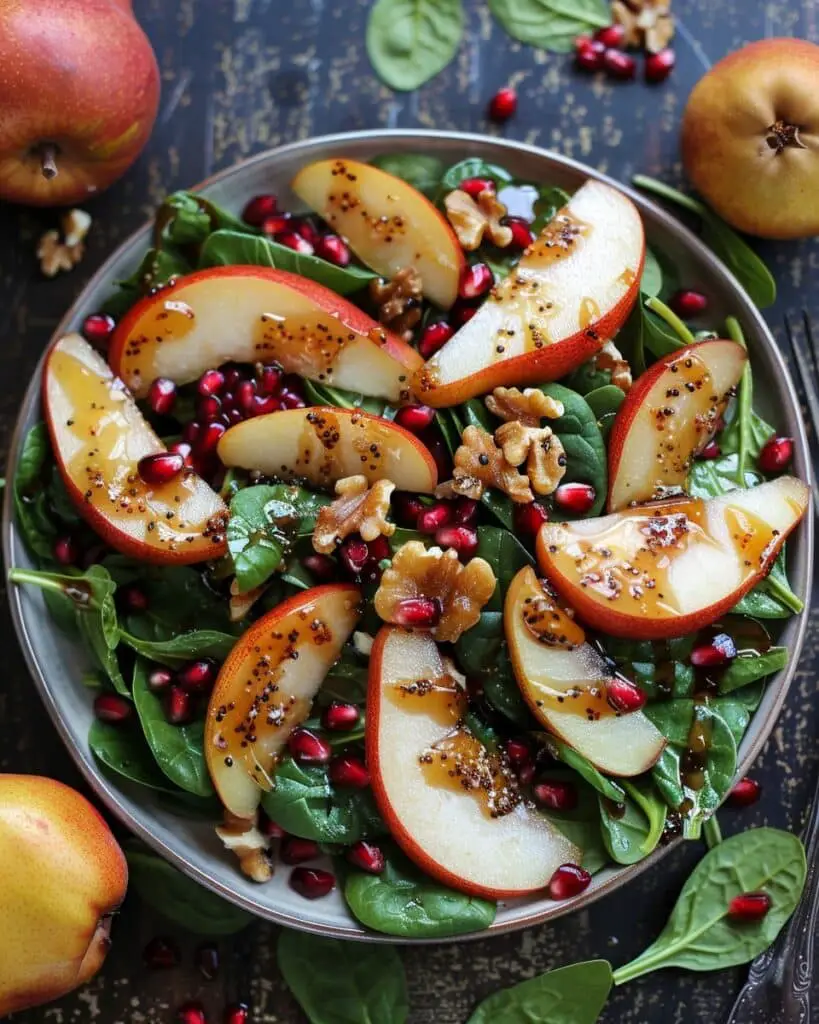 Pear and Pomegranate Spinach Salad