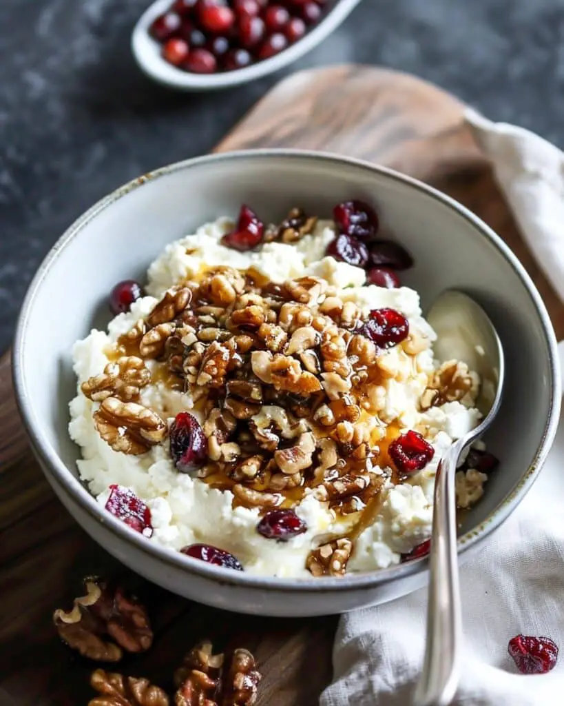 Whipped Goat Cheese with Honey, Cranberry & Walnuts