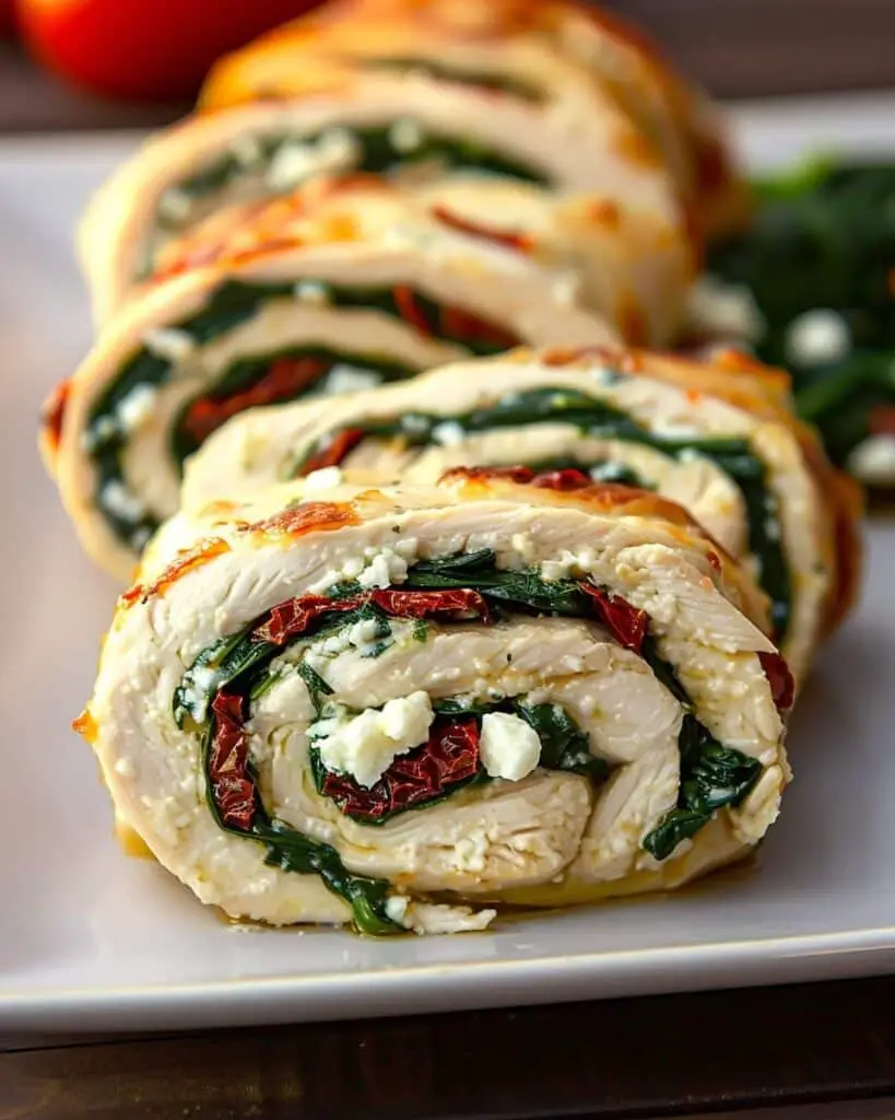 Rolled Up Chicken with Feta, Spinach, and Sun-Dried Tomatoes