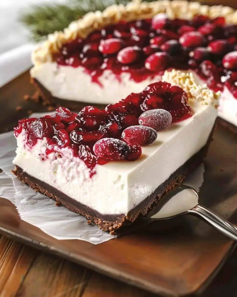 No-Bake Cranberry White Chocolate Cheesecake with Frosted Cranberrie