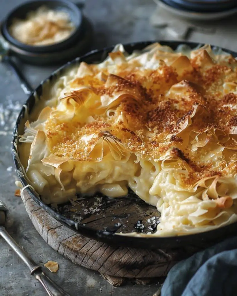 Mac and Cheese with Crispy Parmesan-Phyllo Crust