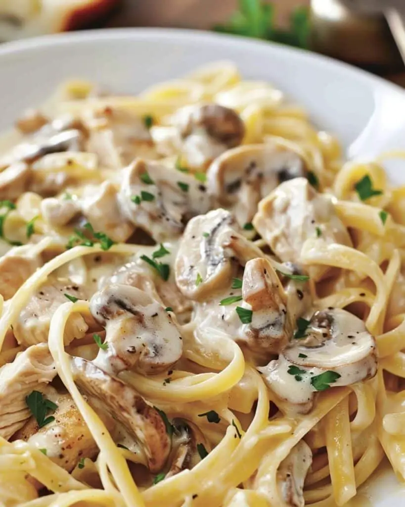 Rich Chicken and Mushroom Pasta in Velvety Cream Sauce