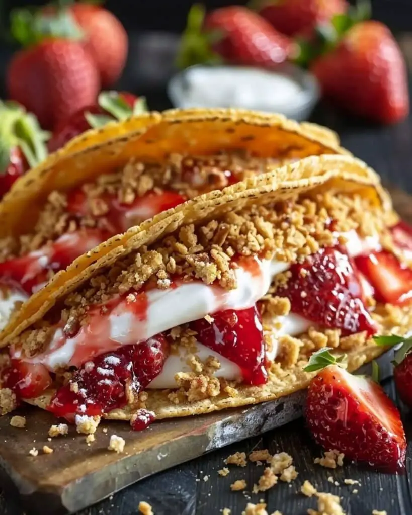Strawberry Crunch Cheesecake Tacos