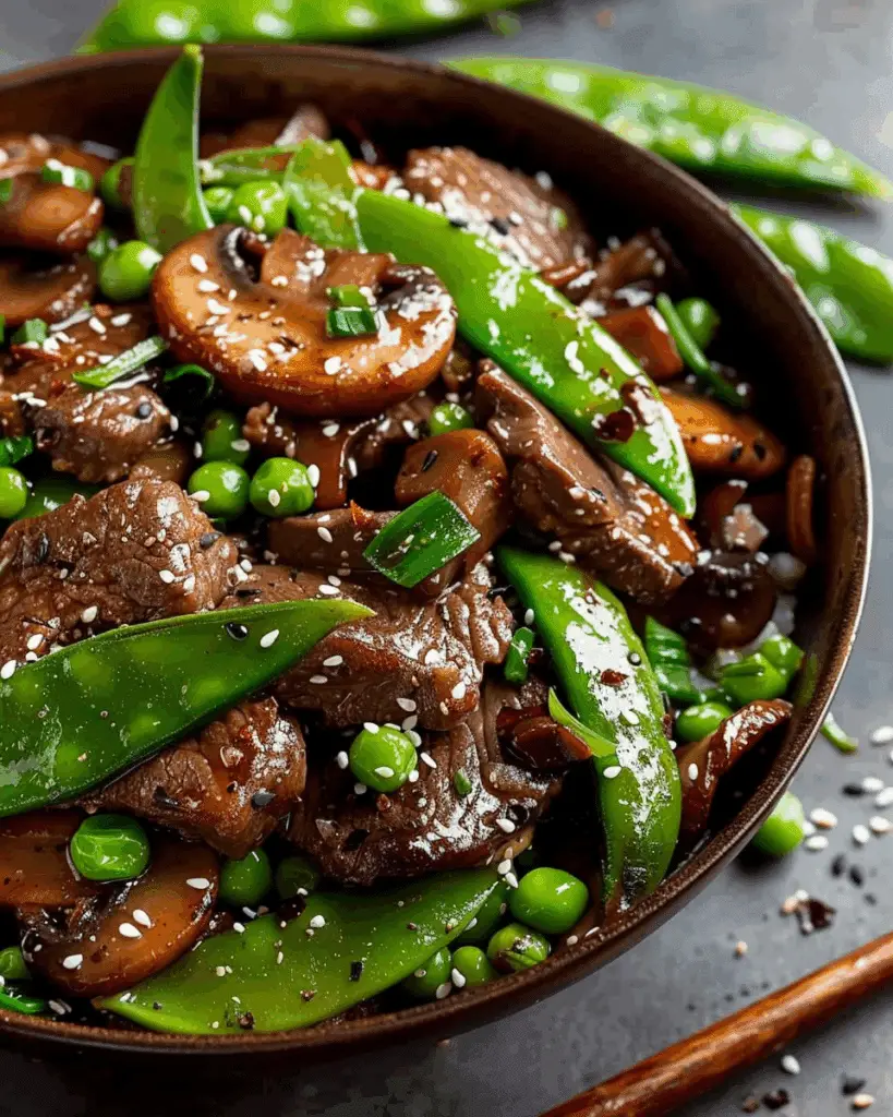 Beef Stir-Fry with Snow Peas and Mushrooms