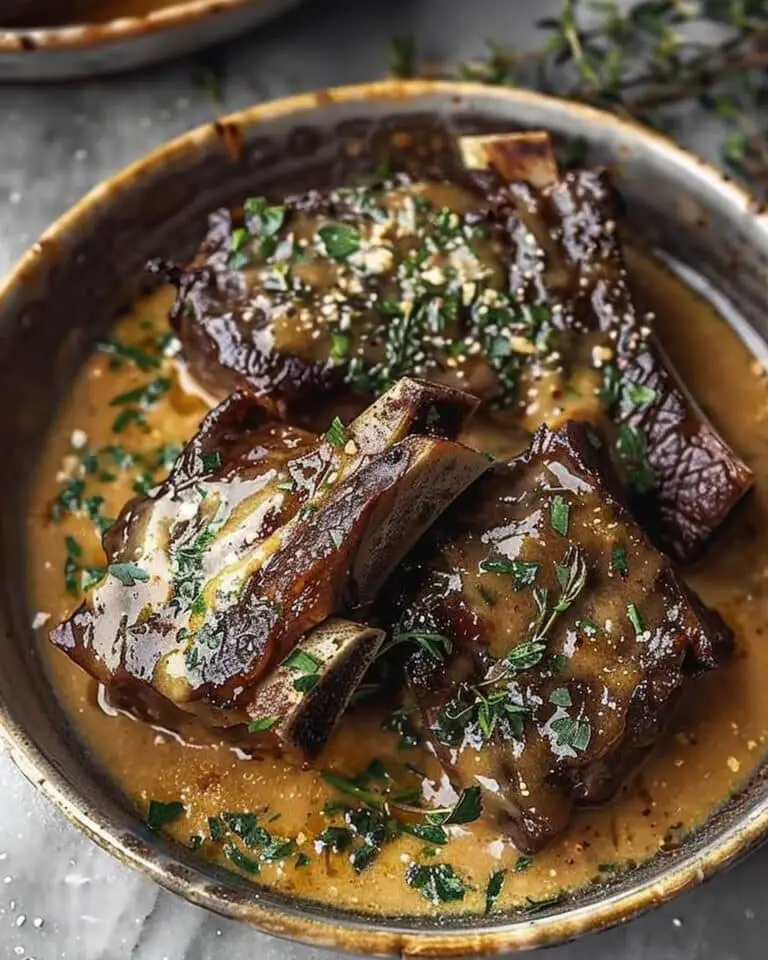 Braised Short Ribs in Creamy Herb Sauce