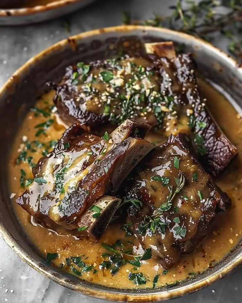 Braised Short Ribs in Creamy Herb Sauce