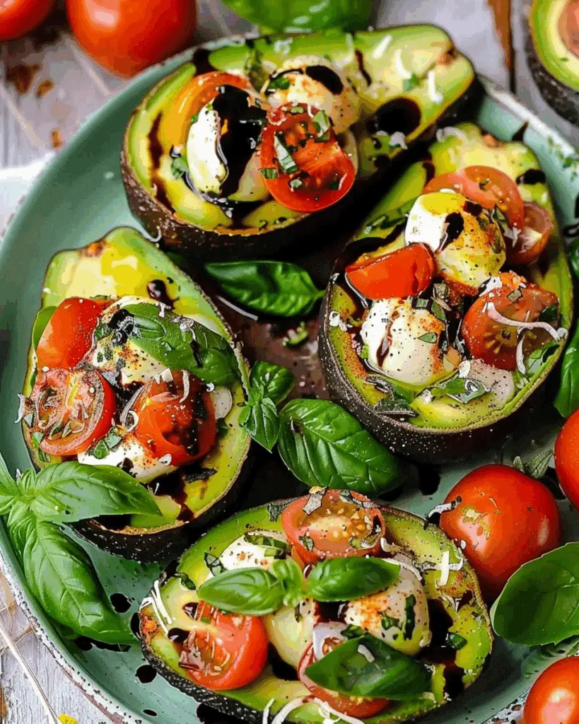 Caprese Stuffed Avocados with Sweet Balsamic Glaze