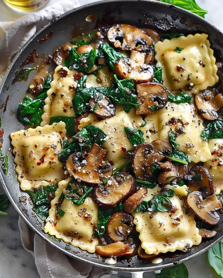 Mushroom Ravioli with Spinach