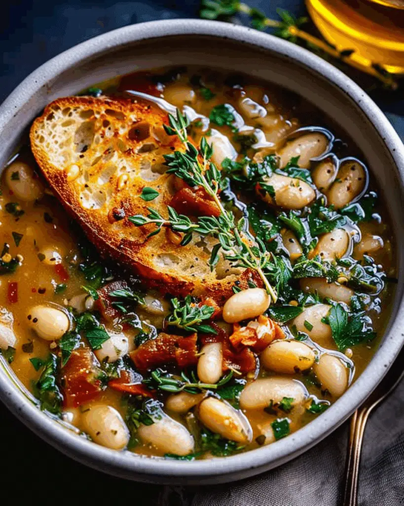 Smoky White Bean Soup with Garlic and Herbs