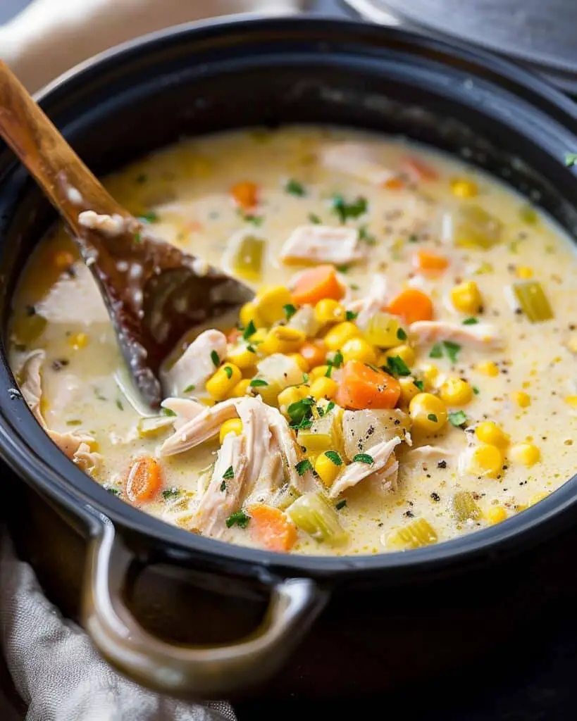 Slow Cooker Creamy Chicken & Corn Soup