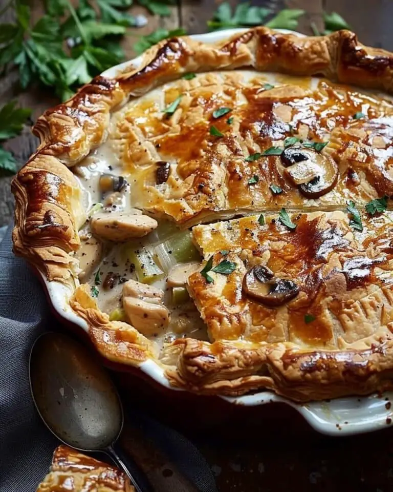 Creamy Chicken Mushroom and Leek Puff Pastry Pie
