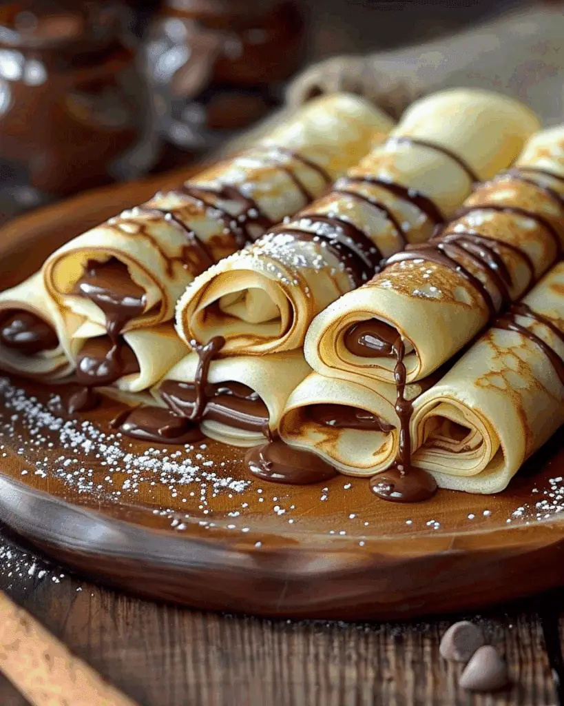 Handmade Chocolate-Filled Rolled Crêpes