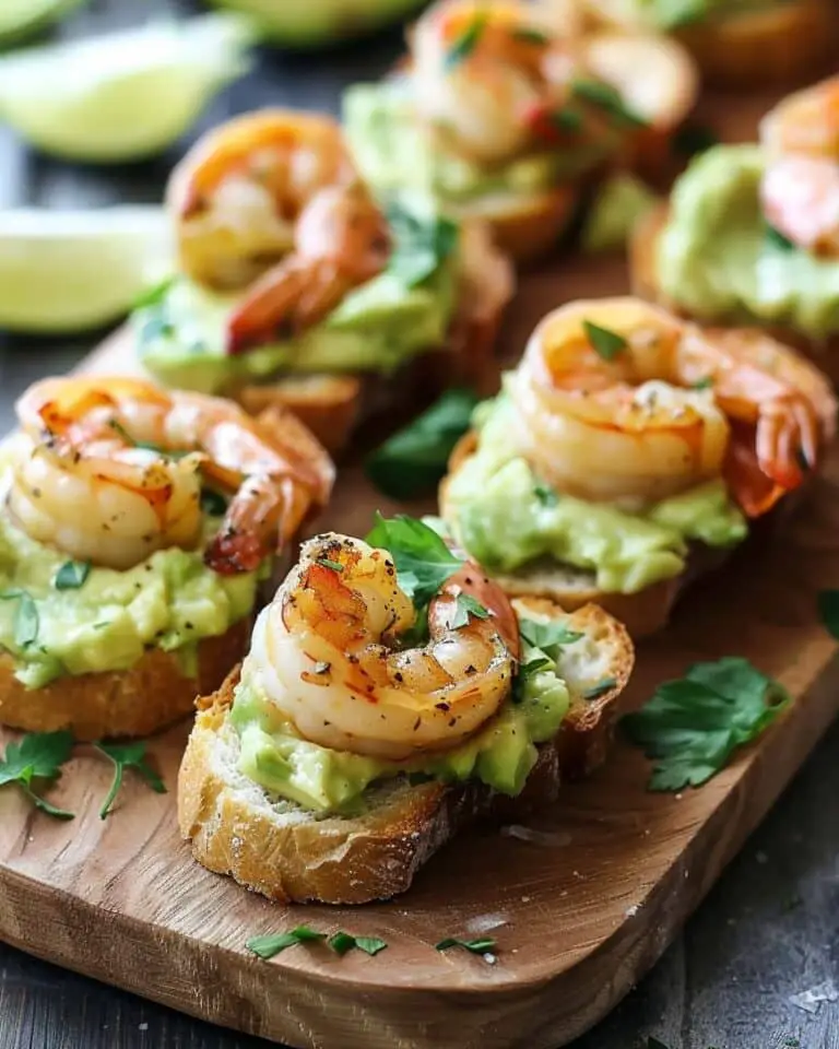 Garlic Shrimp Crostini with Avocado