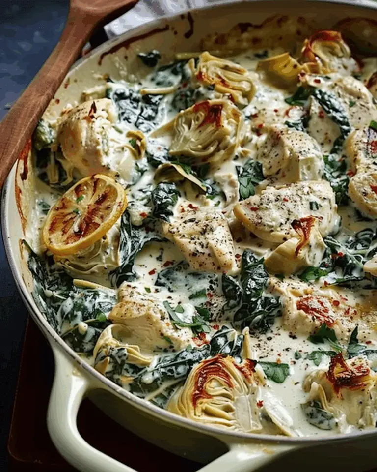 Creamy Lemon Spinach Artichoke Chicken Bake