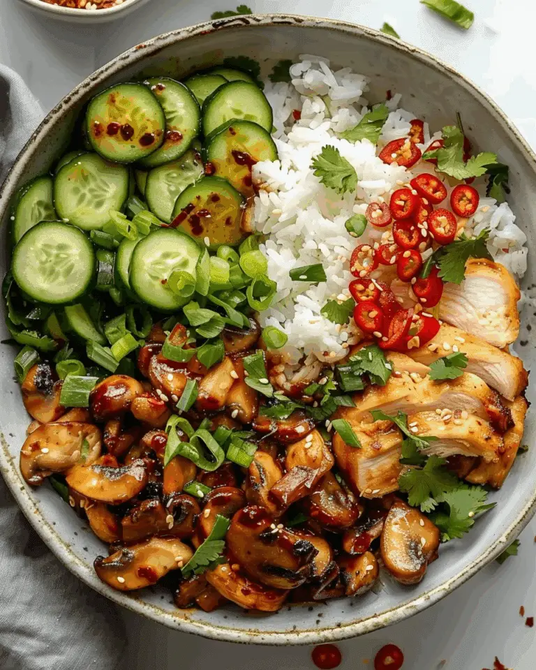 Sweet Chili Chicken & Mushroom Bowls with Cucumber Crunch