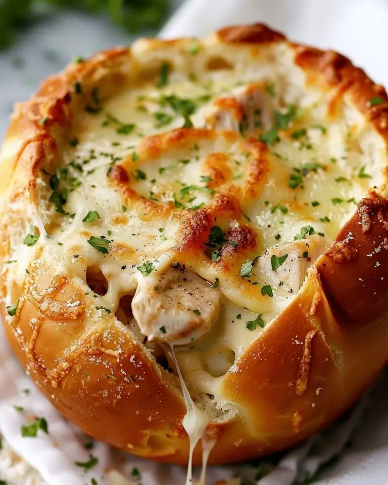Chicken Alfredo Garlic Bread Bowls
