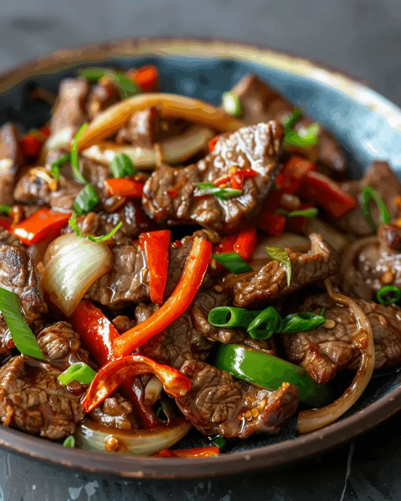 Sizzling Chinese Pepper Steak with Onions