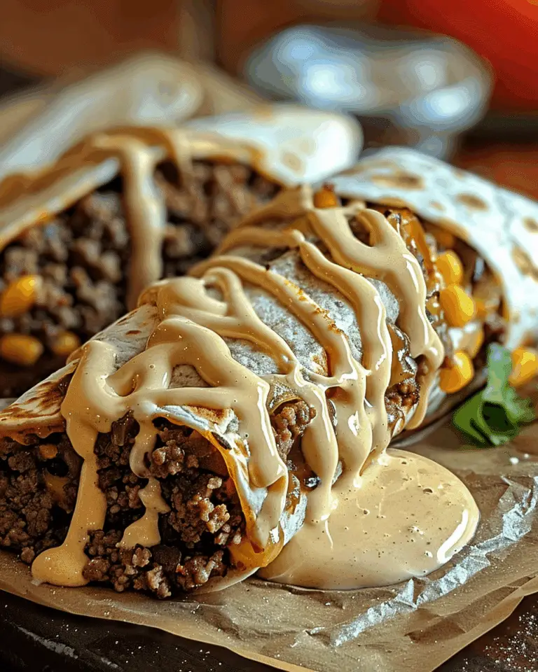 Cheesy Ground Beef Delight Wrap with Creamy Sauce