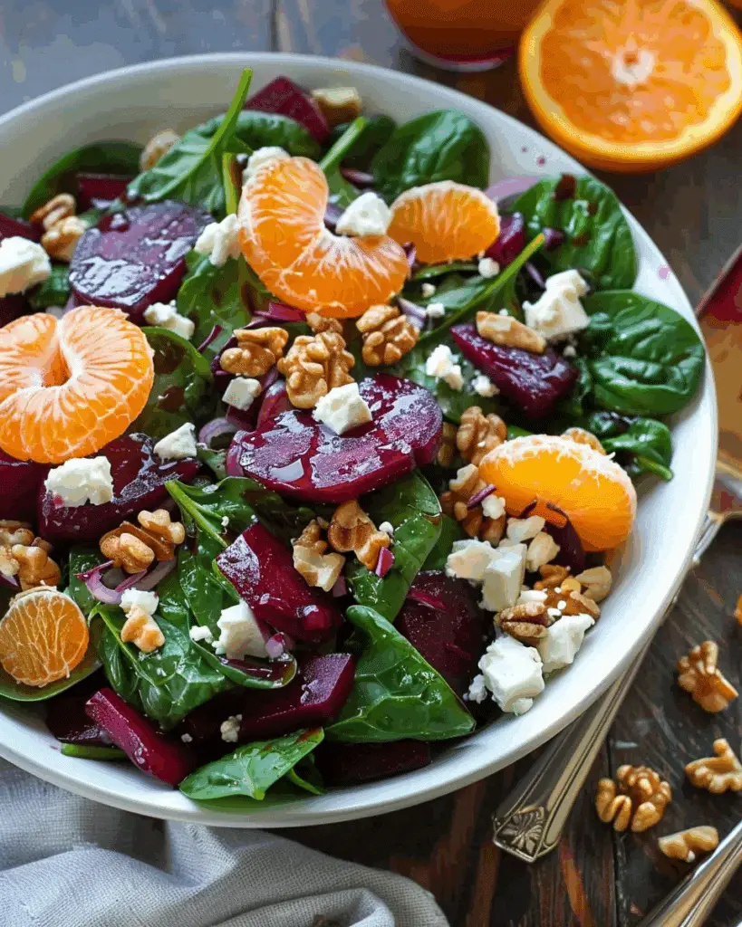 Beet and Spinach Salad with Mandarin Oranges