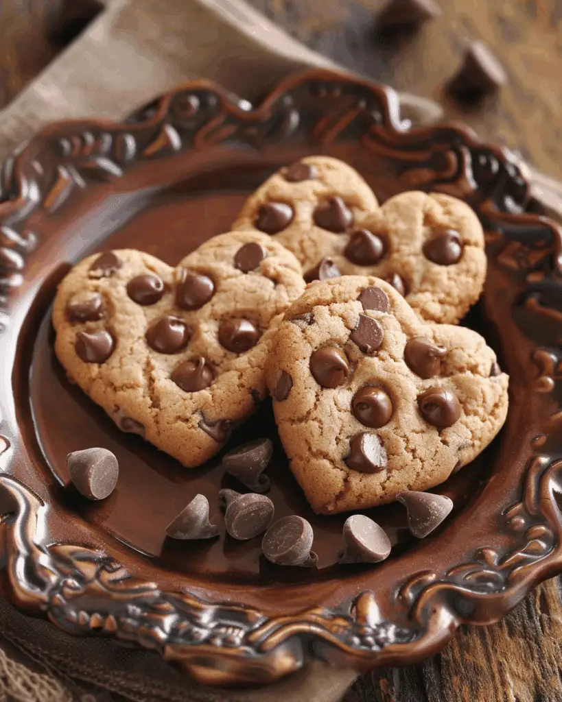 Heart-shaped Chocolate Chip Cookies