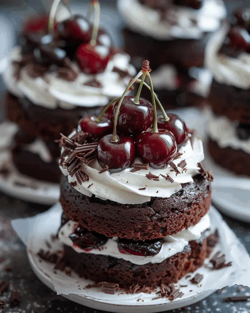 Mini Black Forest Cakes with a Cherry Twist
