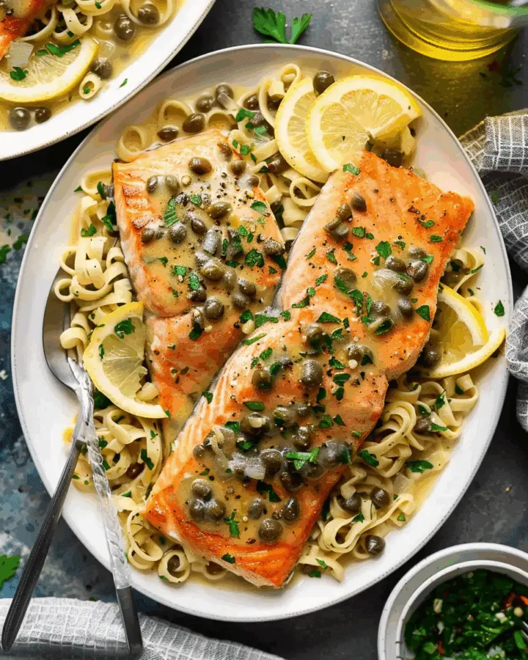 Lemon-Caper Salmon Piccata with Garlic-Butter Sauce