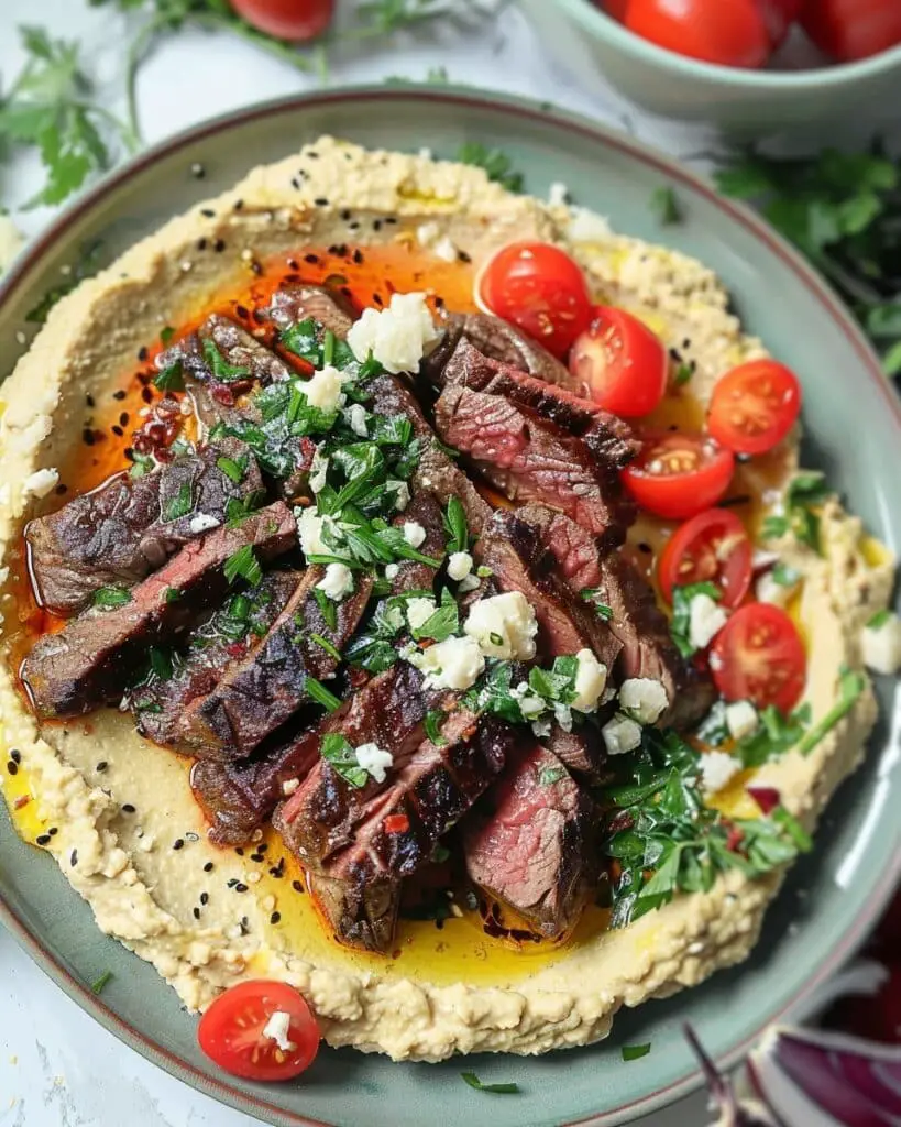 Homemade Hummus & Steak