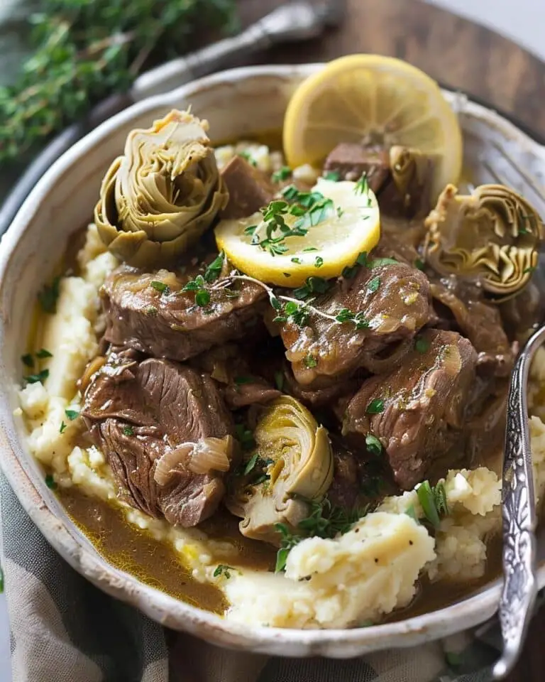Beef & Artichokes Stewed in a Lemon Sauce