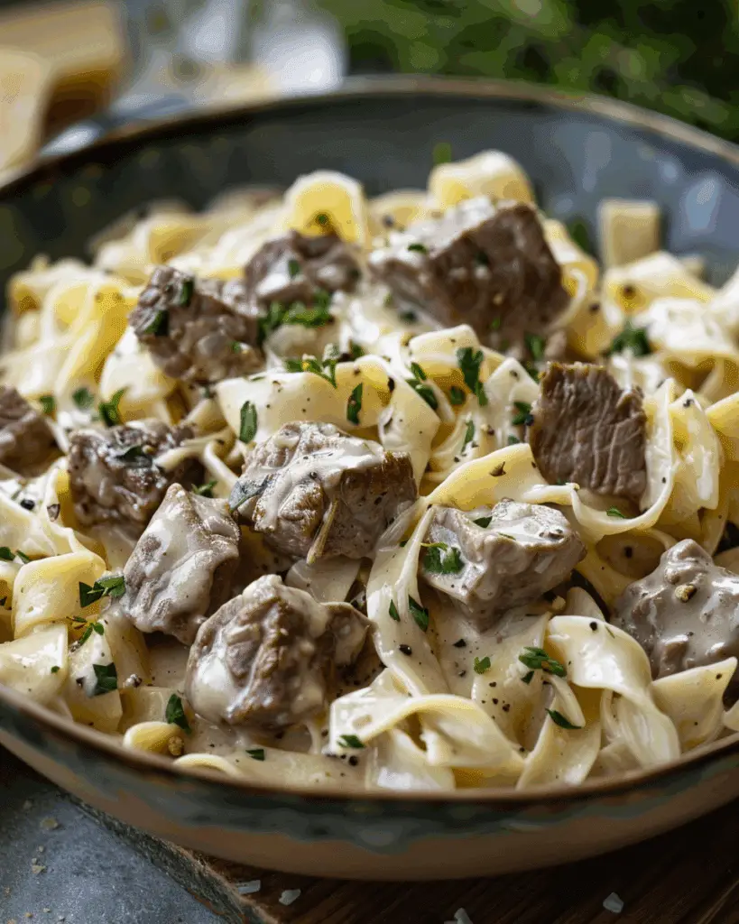 Creamy Beef Tips with Egg Noodles