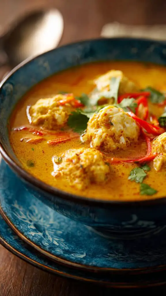 Irresistible Coconut Curry Soup With Dumplings