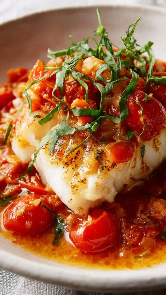 Cod in a Lemon Butter Tomato Sauce