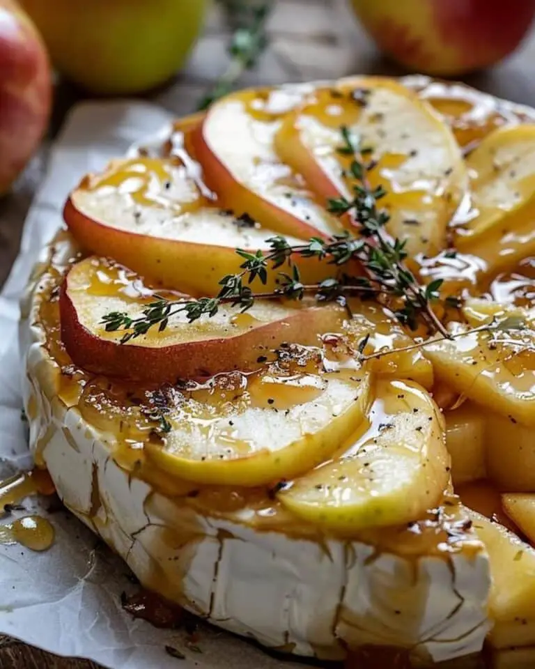 Golden Baked Brie with Caramelized Apples and Thyme
