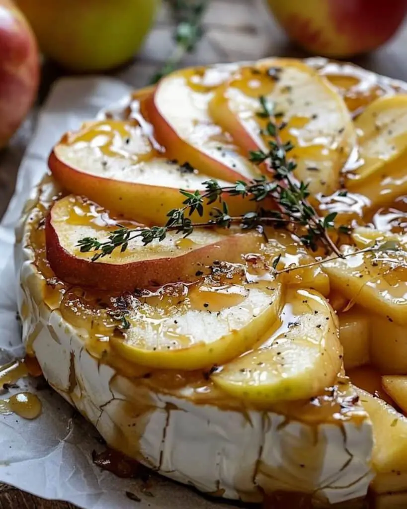 Golden Baked Brie with Caramelized Apples and Thyme