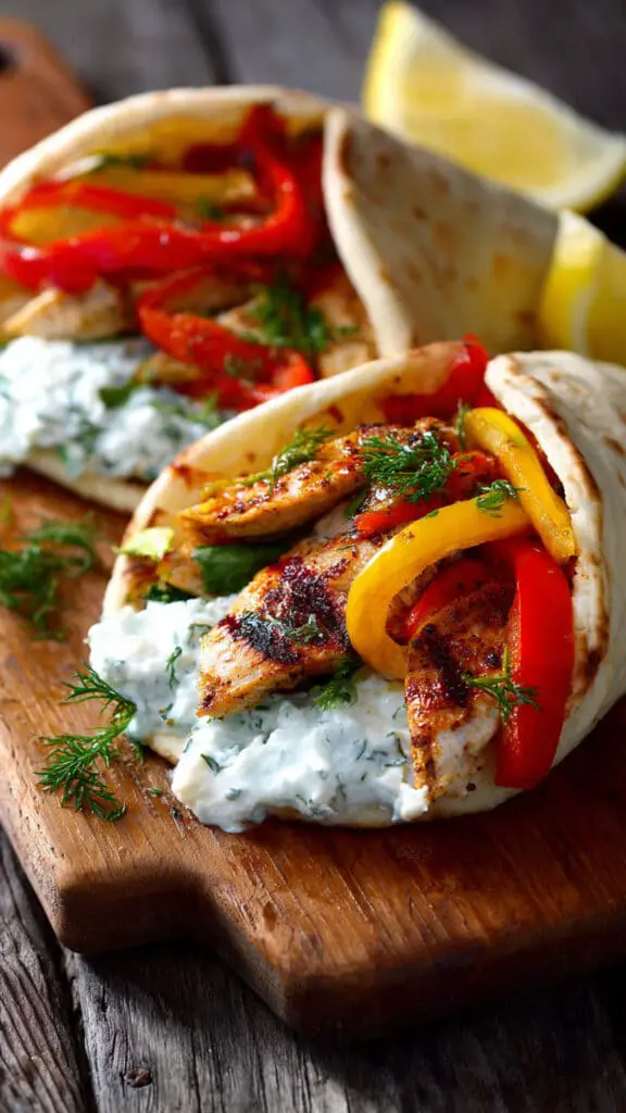 Lemon-Garlic Chicken Pitas